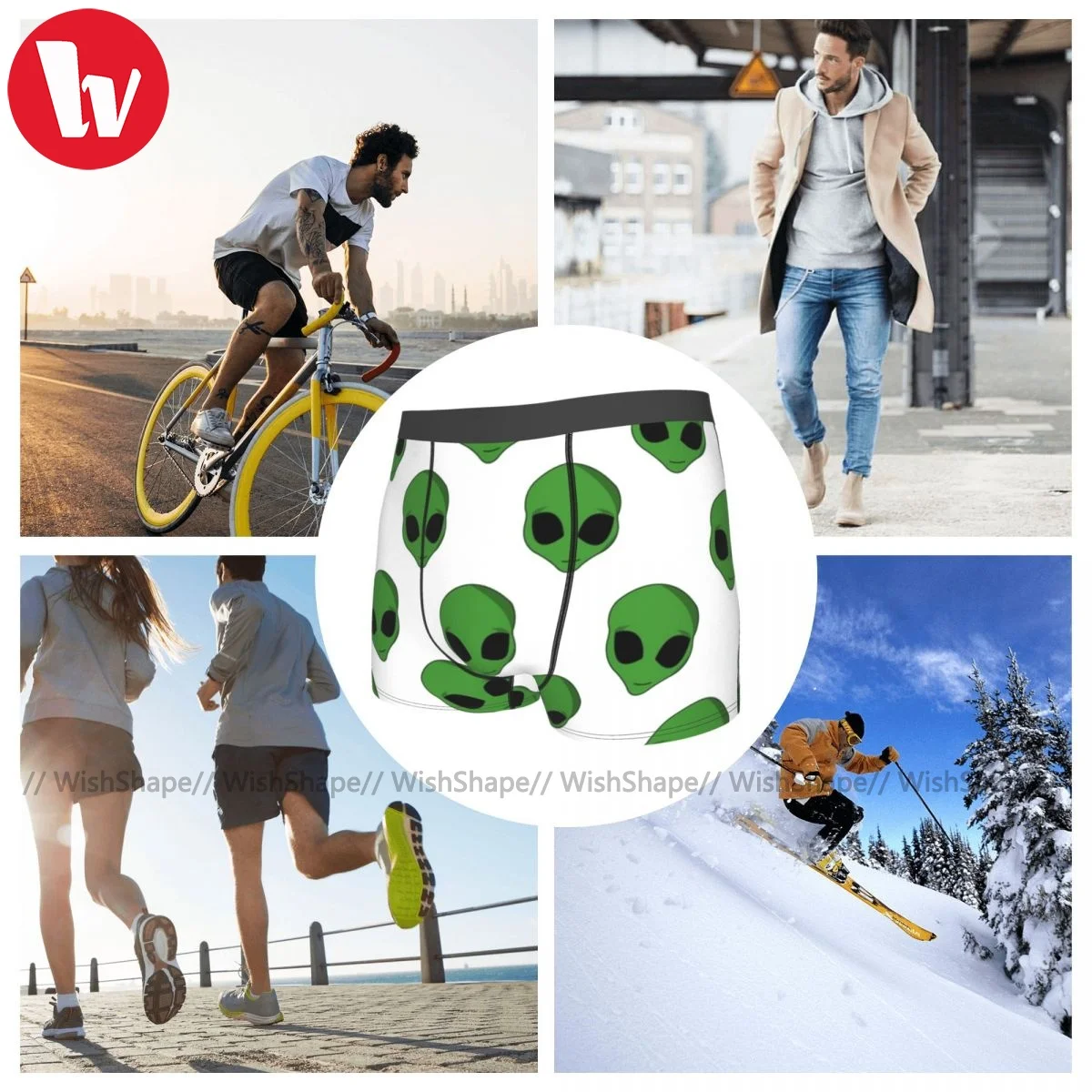 

Alien Underwear Print Polyester Pouch Trunk Hot Youth Sexy Boxer Brief