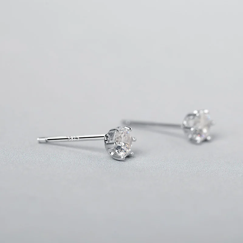 Funmor маленькие круглые циркониевые серьги 925 пробы серебряные ювелирные изделия