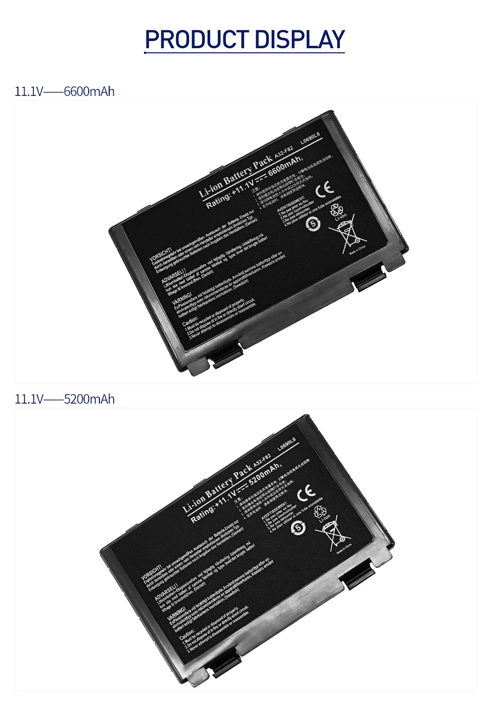 11,1 v Аккумулятор для ноутбука ASUS A32-F52 A32-F82 A32 F82 X5A X5E X70 X8A K40 K40in K50 K50in k50ij K50ab K51 K60 K61 K70 P81