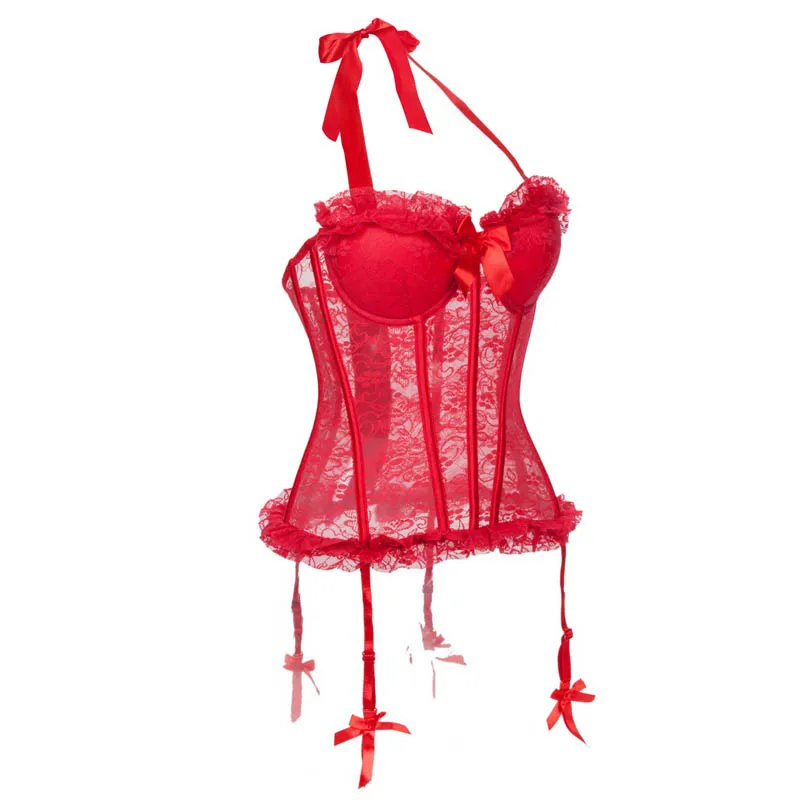 

Sexy Erotic Lingerie Bustier Underwear Corset Women Transparent Lace Corset Top Slim Waist Bustier Push Up Corselet Femme