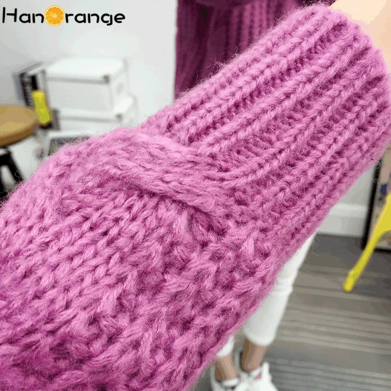 HanOrange/толстый свитер с высоким воротом Женский вязаный Осень-зима 2021 теплый