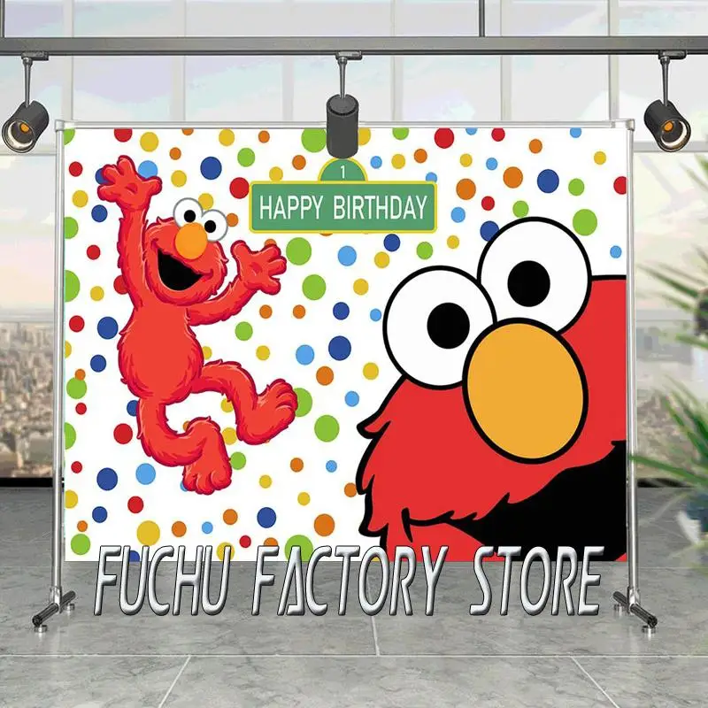 

Cartoons Happy Baby Child Birthday Party Decoration Banner Elmo Backdrop Photography Custom Sesame Street Theme Background