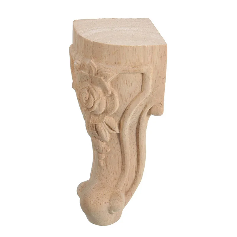 

4PCS 10x6cm European Style Solid Wood Carved Furniture Foot Legs TV Cabinet Seat Feets