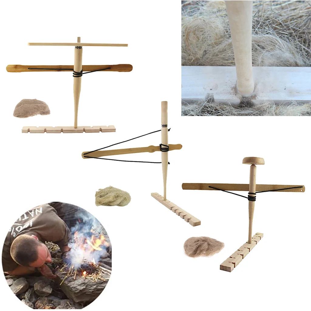 

Outdoor Primitive Wood Bow Drill Survival Friction