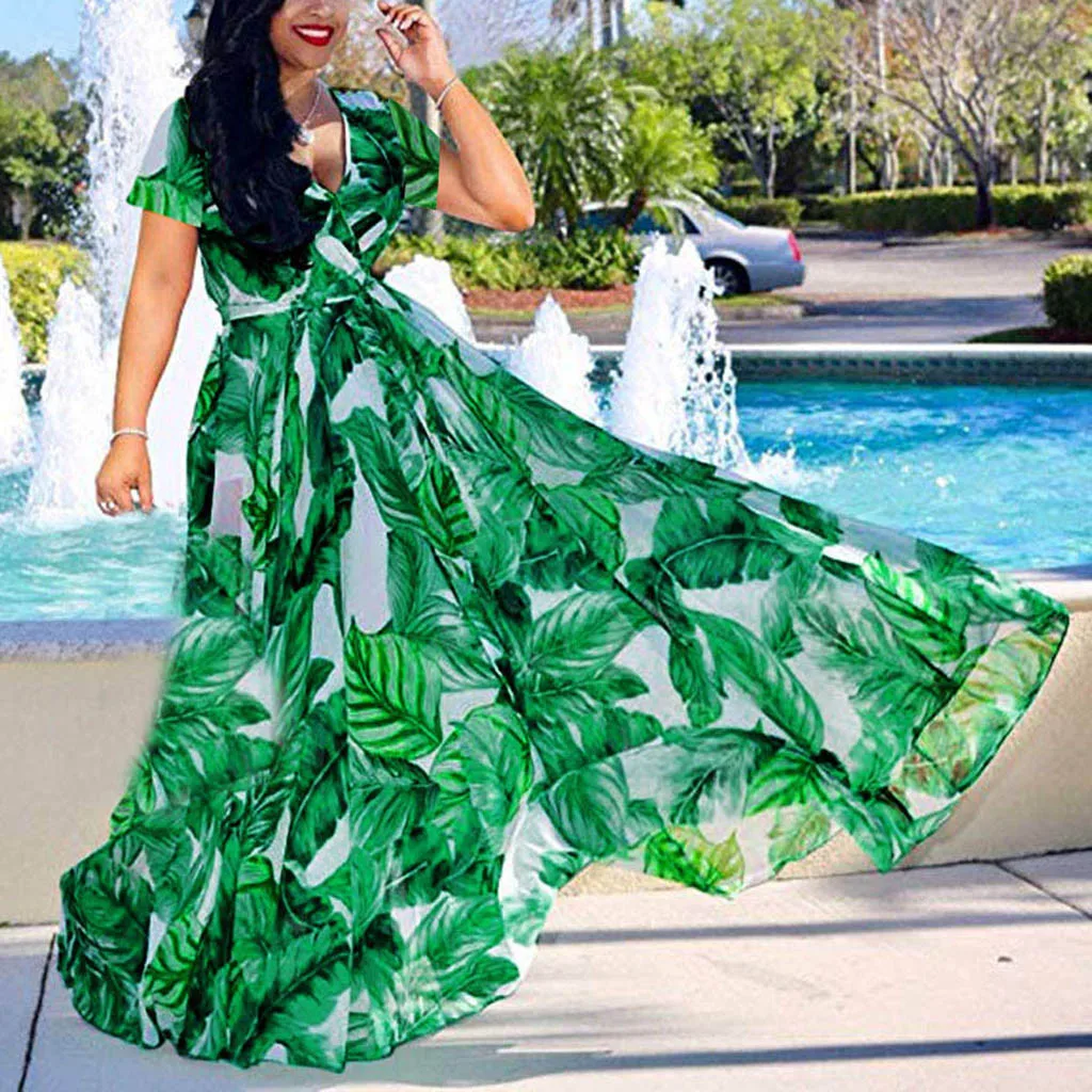 Womail Fashion Повседневные платья Для женщин лоскутное короткий рукав пляжное платье