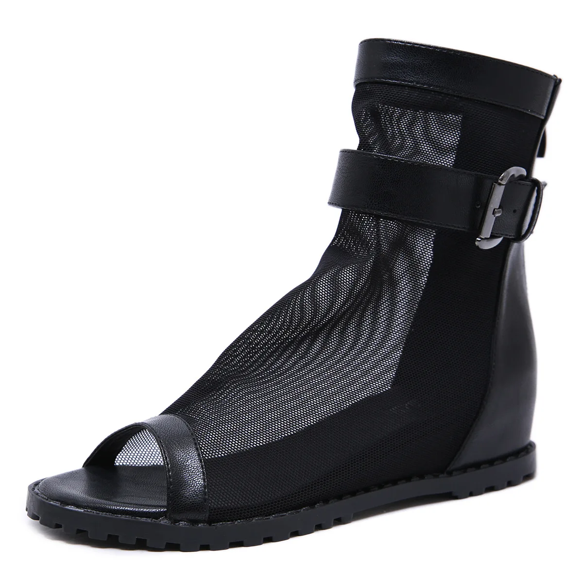 

High top Roman mesh women's sandals spring and summer 2019 women's shoes comfortable inner height sandals summer slope heel
