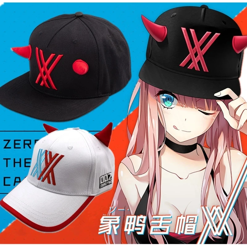 

Darling In The Franxx Zero Two 02 Hat Anime Cosplay Prop Accessories Adjustable Baseball Caps Cosplay Anime Cartoon Hat Cap Gift