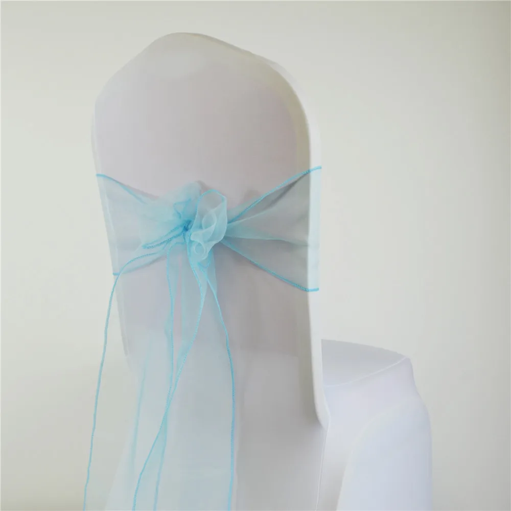 Silla de Organza con nudo para boda, decoraci&oacute;n chiavari, banda para silla, banquete, Fiesta en casa, Hotel, decoraci&oacute;n con lazo, 50 Uds.-3