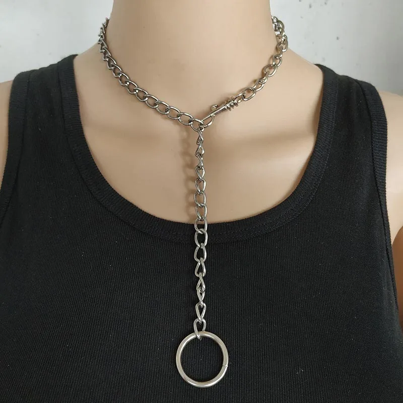 Винтажное ожерелье в стиле панк с цепочкой для женщин 2019 Новый Серебряный