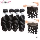 Vallbest свободные волнистые пряди с фронтальным бразильским плетением волос пряди человеческих волос 4 пряди от уха до уха кружевные фронтальные волосы Remy