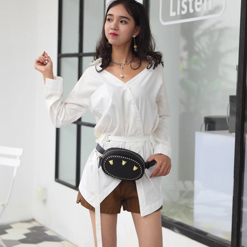 Забавная поясная сумка с заклепками для женщин женский ремень дизайнерская