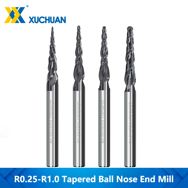 Концевая фреза со сферическим концом R0.25-R1.0 1 шт. с покрытием TiAIN ЧПУ хвостовик 3 175