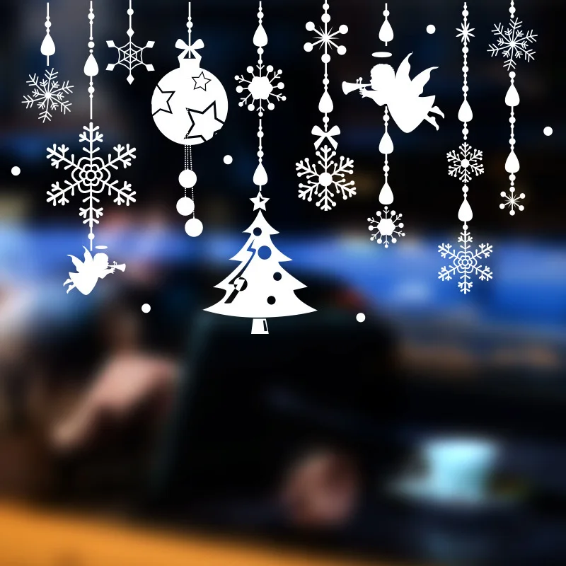 60*90cm Wall Sticker Christmas Angle Series Background Glass Shop Living Room Display Decoration 2019 | Дом и сад