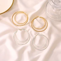 8seasons 1piece fashion goldsilver color hoop earrings double circle for women wedding party club simple statement jewelry gift
