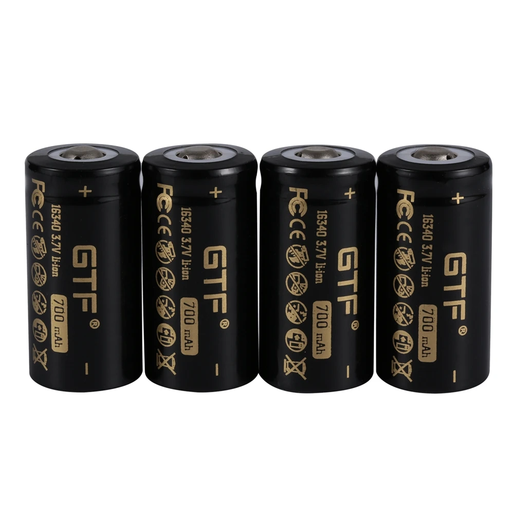 GTF 3 7 V 16340 700mAh 100% литий ионная аккумуляторная батарея для LED игрушка фонарик
