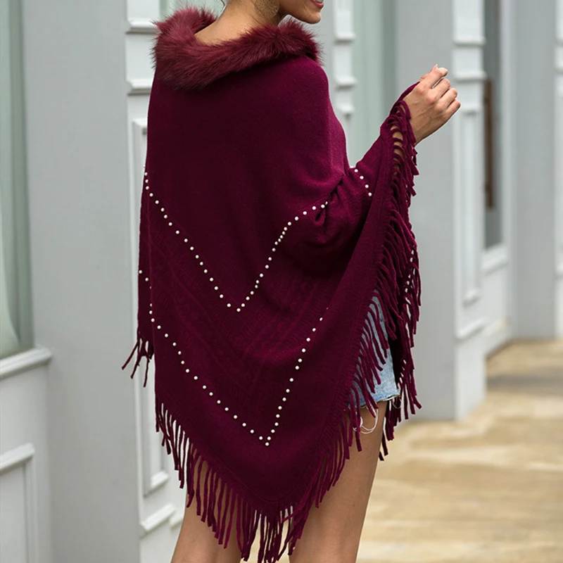 пончо женское Cloak Winter Knitted Cashmere Poncho Capes Shawl Cardigans Sweater Coat накидка ponchos and capes poncho |