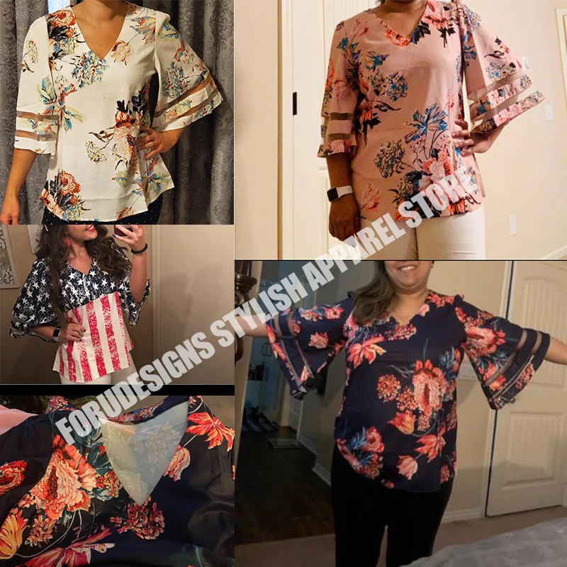 

FORUDESIGNS Female Clothing Brand Chiffon Summer Top for Teen Girls Polynesian Floral Printed Women's Tops and Blouse Plus Size
