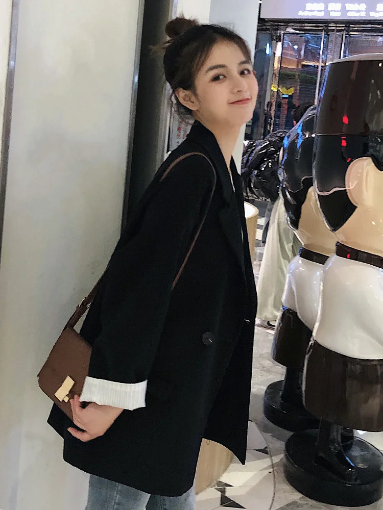 

2021 Women Black Blazers and Jackets Work Office Lady Suit Slim Single Button Female Blazer Coat High Quality
