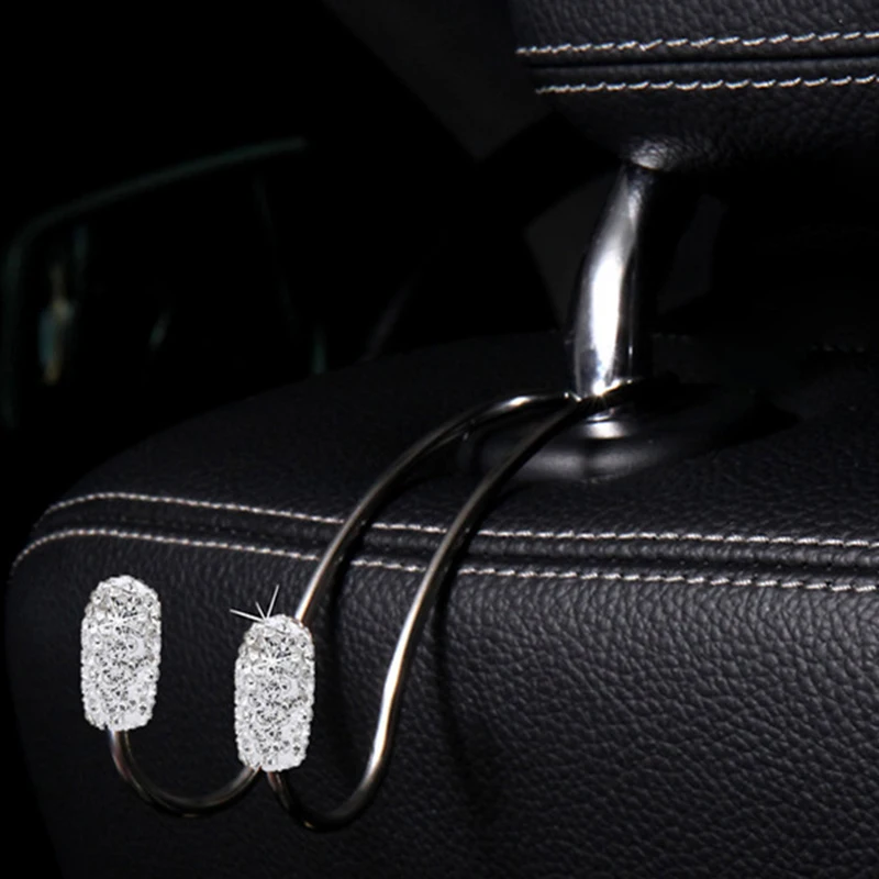 

2pcs Diamond-Studded Stainless Steel Hook for car, exquisite, elegant and powerful