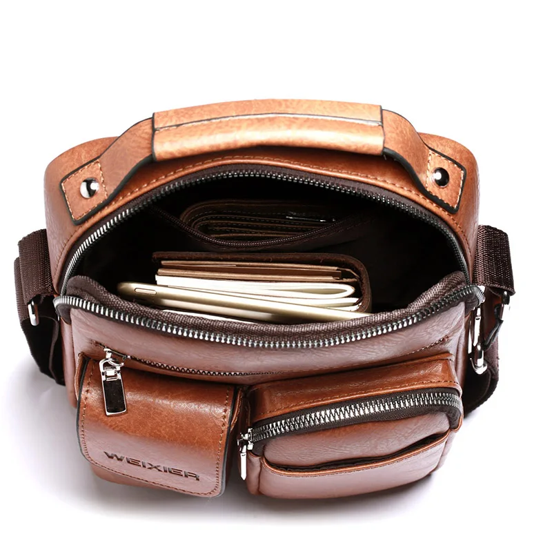 New Men's Shoulder Bag PU Material British Retro Casual Fashion Style High Quality Design Large Capacity Messenger Bag