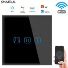 Сенсорный выключатель для штор SMATRUL Tuya, штора Для роликового затвора, с электродвигателем, Wi-Fi, смарт-жизнь, настенное стекло, работает с Google Home Alexa