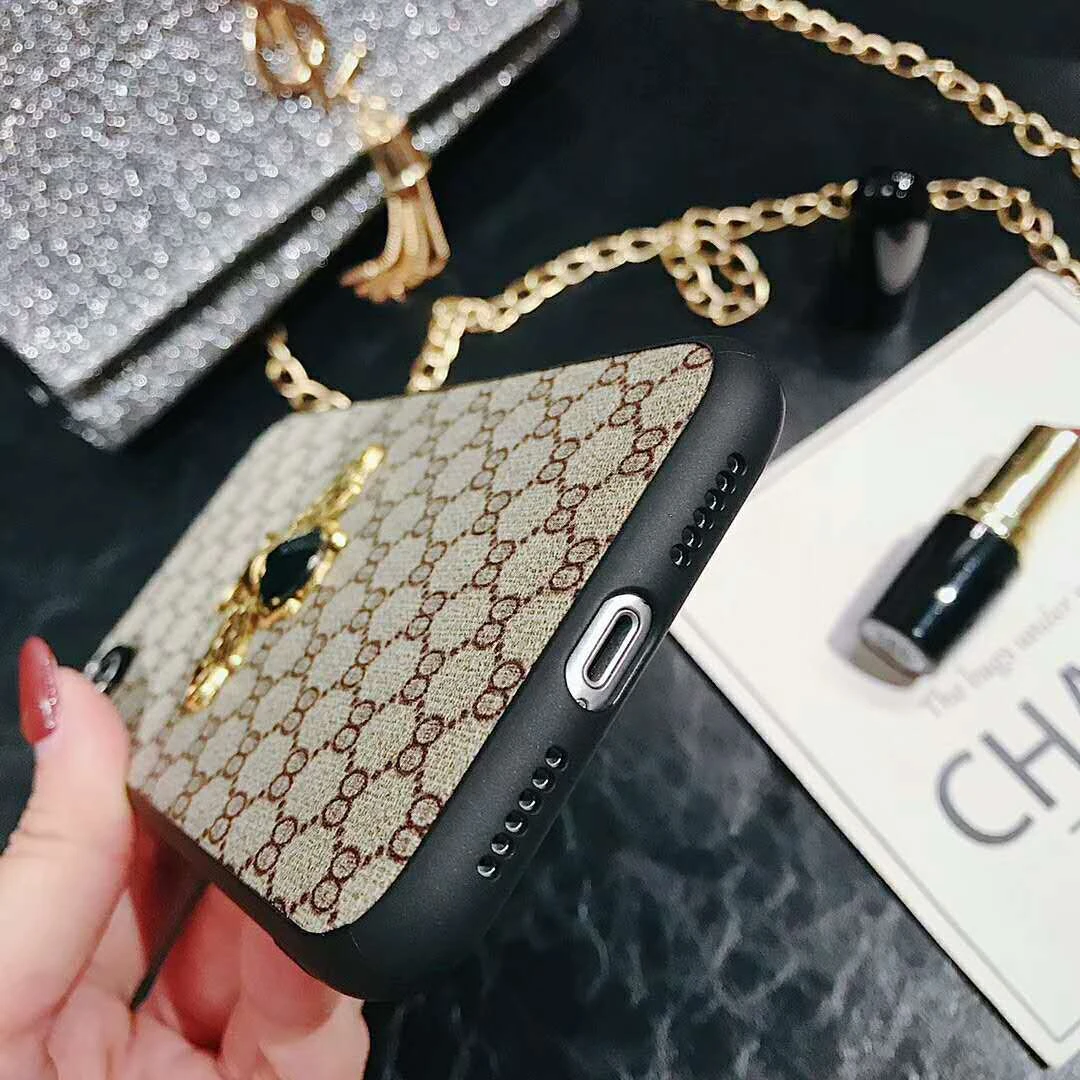 

For iPhone 7 8 Plus X XR Xs Max 11 12 Pro Max 12 Mini SE 2020 Cover Luxury 3D Gemstone Bee Fashion Brand Phone Case