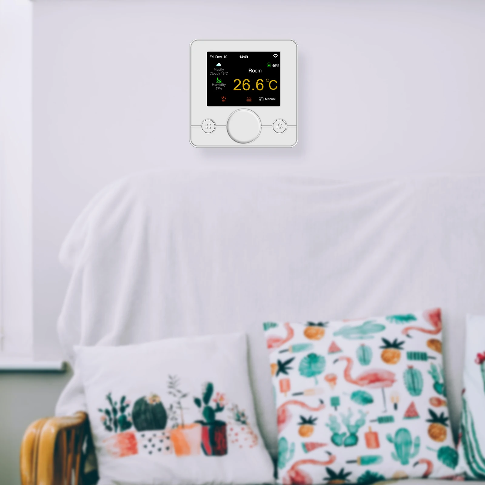 Термостат для умного дома Beok Wi-Fi Alexa Tuya теплый пол цветной сенсорный экран Google |