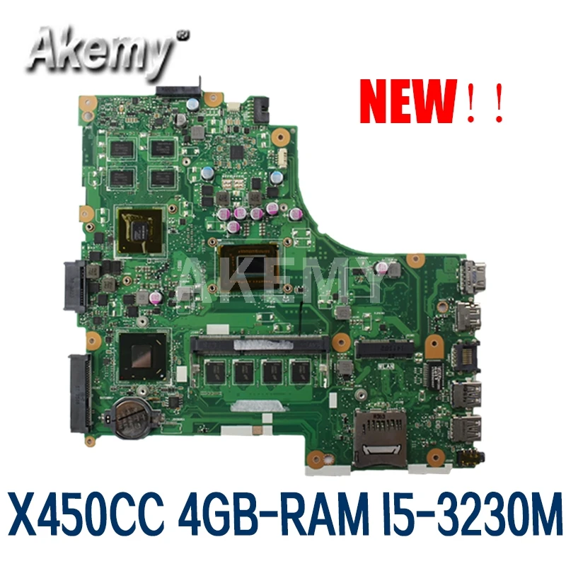

Akmey X450CC Laptop motherboard For Asus X450CC X450C X450 Test original mainboard 4GB-RAM I5-3230M 2.6 GHz GT740M
