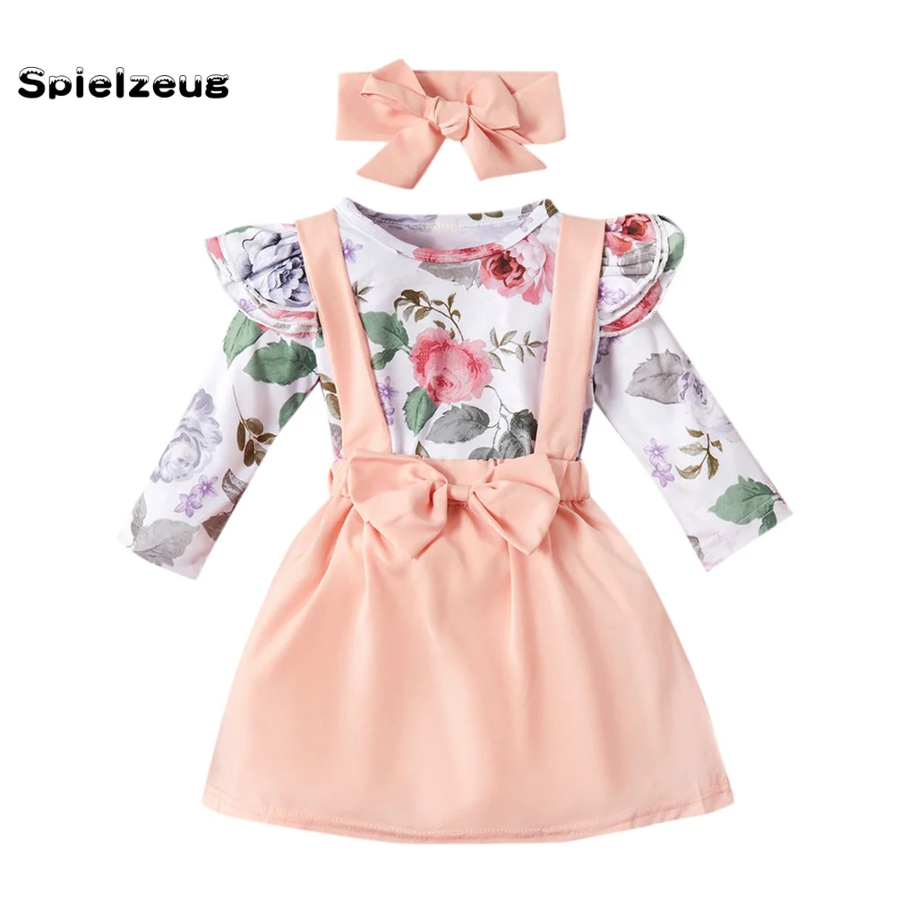 Комбинезон с длинными рукавами и цветочным рисунком для новорожденных девочек