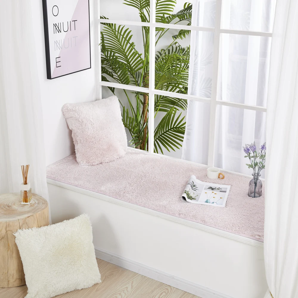 Nordic Solid Color Bay Window Mat Soft Fluffy Silky Velvet Grass Bedroom Bedside Area Rug Kids Play Khaki Living Room Carpet | Дом и сад