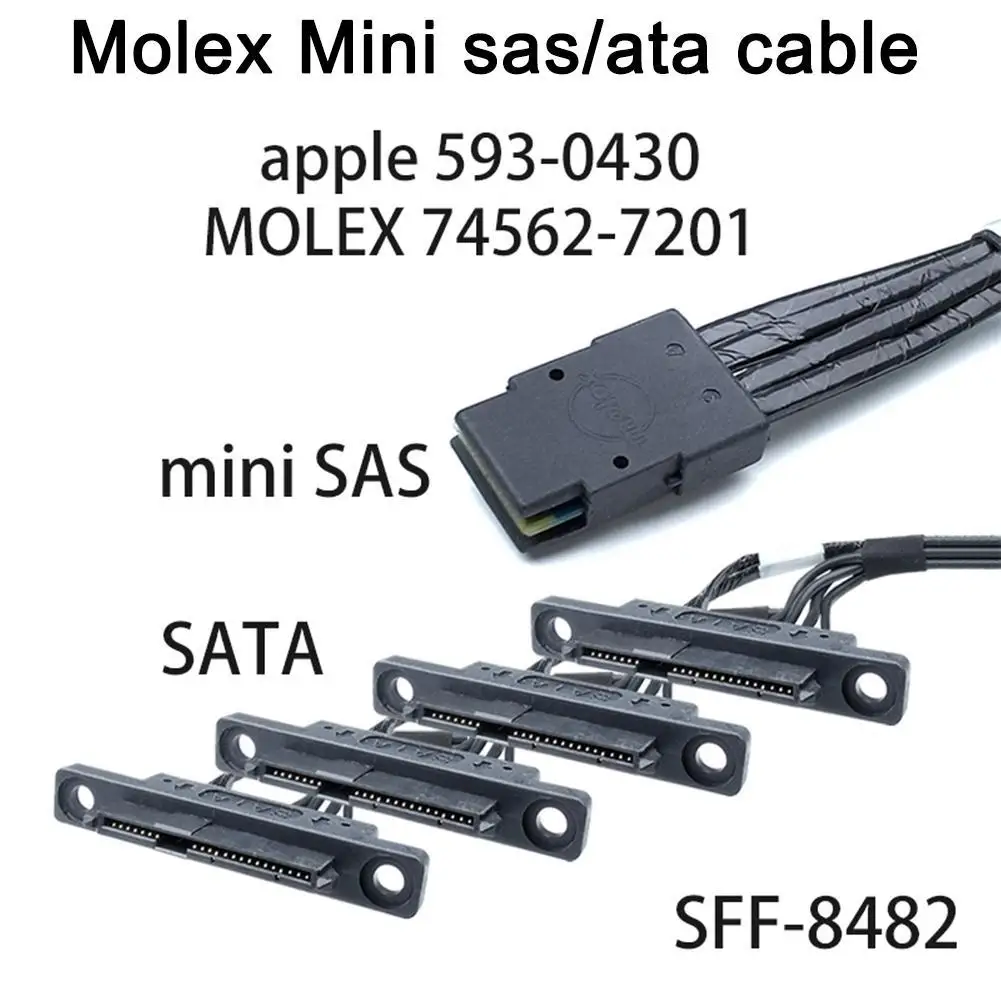 

47cm 1 pcs Mini sas Cable for Molex 74562-7201 Mini SAS to 4 SAS 8482/SATA Transfer Cable