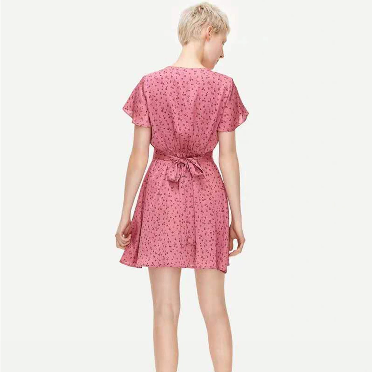 Retro Floral Print Dress 2019 Short Sleeve V-Neck Dresses Women Clothing Boho Chic Beach Vestidos | Женская одежда