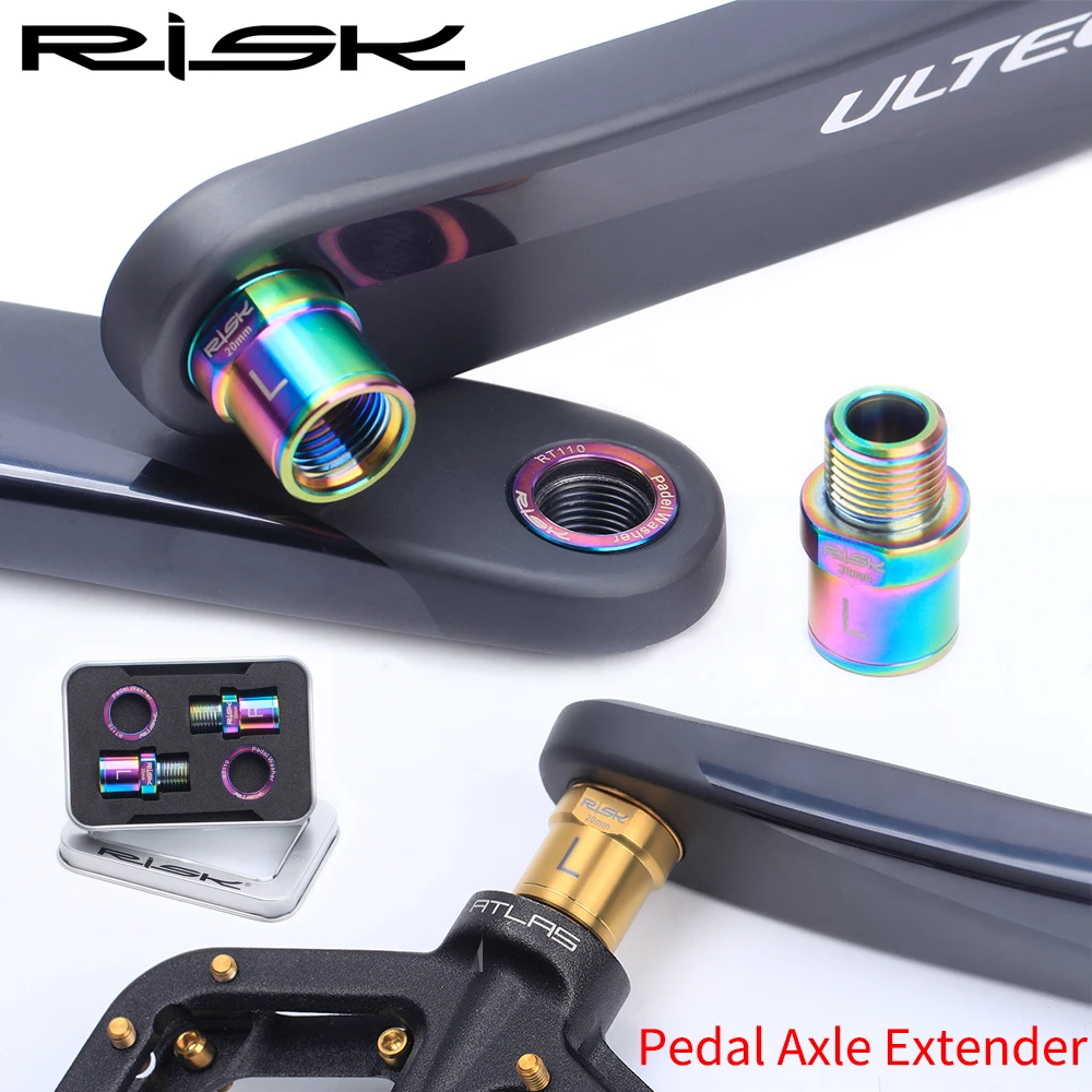 

Risk Titanium Ti Alloy Bike Pedal Axle Extenders Bicycle Pedal Extension Bolts Spacers 16mm/20mm for MTB Road Bicycle Pedals