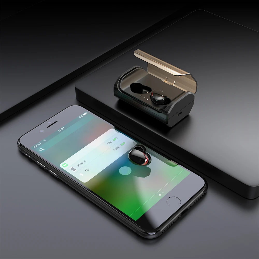 TWS T8 Bluetooth 5,0, беспроводные наушники IPX6, водонепроницаемая Спортивная гарнитура, наушники-вкладыши с глубоким басом, стерео наушники, сенсорное управление с микрофоном