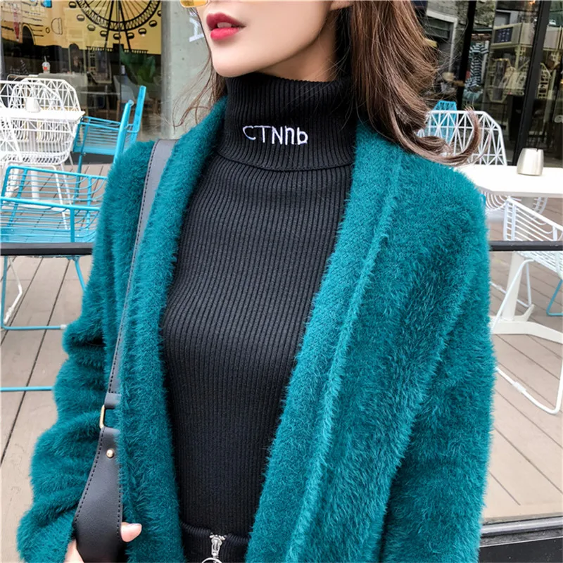 Зима Осень Длинные женские кардиганы 2019 длинный рукав повседневные трикотажные