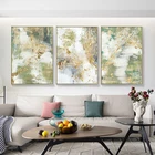 Современная Абстрактная Золотая фольга, холст, живопись, зеленый синий плакат, печать, настенные картины для гостиной, лобби, домашний декор без рамки