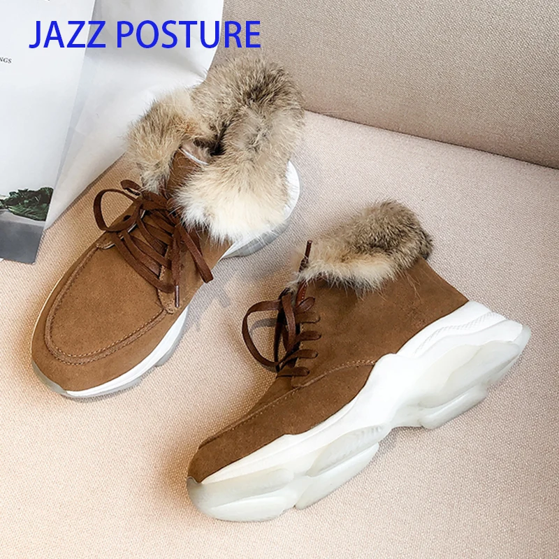 

Newest Comfortable Flats Platform Snow Boots Party Casual Office Shoes Woman Winter Warm Women Cow Suede Ankle Boots z725