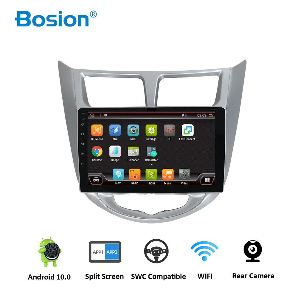 Автомобильный мультимедийный плеер Bosion Android 10 0 автомобильный DVD для Hyundai Solaris Verna