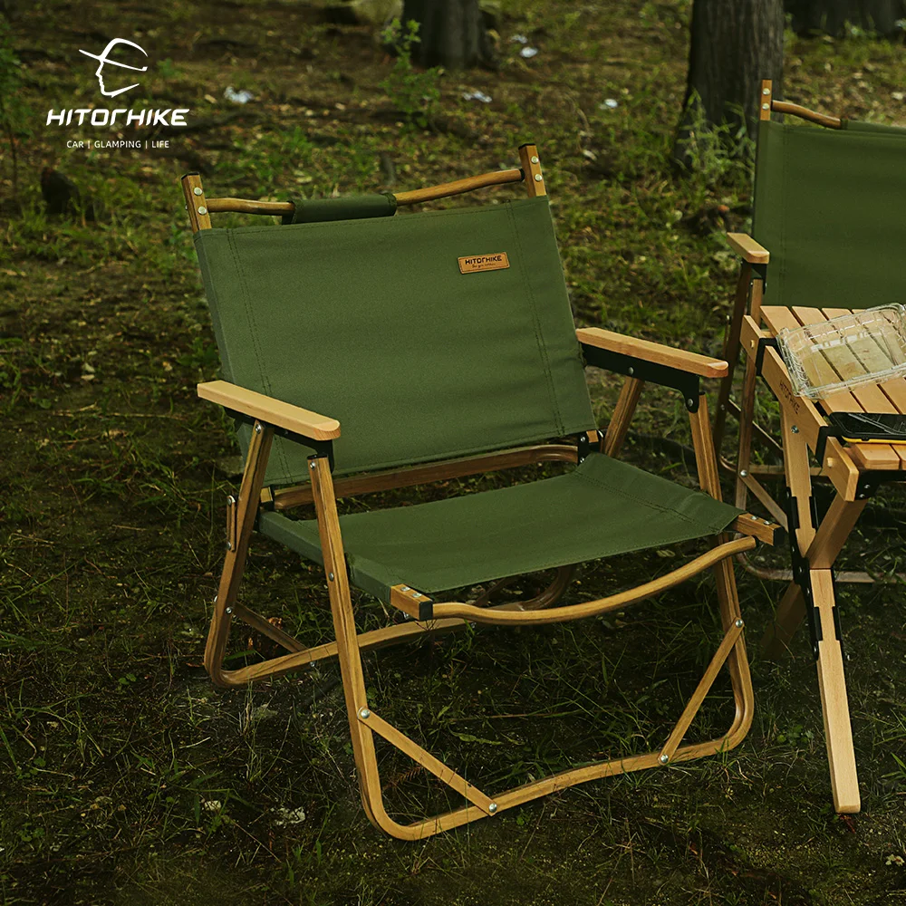 구매 Hitorhike 야외 Glamping 가구 휴대용 목재 곡물 알루미늄 접는 캠핑 의자 너도밤 나무 팔걸이