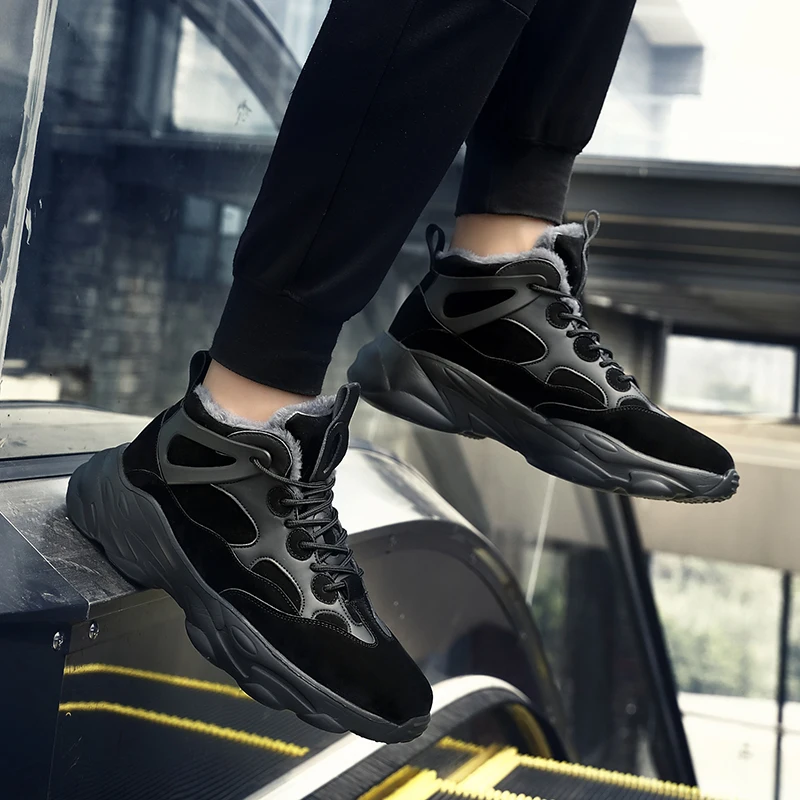 Men's Sneakers Casual Plus Velvet Winter Warm Short Ankle women Boots Plush Man's High-top women Snow Shoes Обувь Мужская