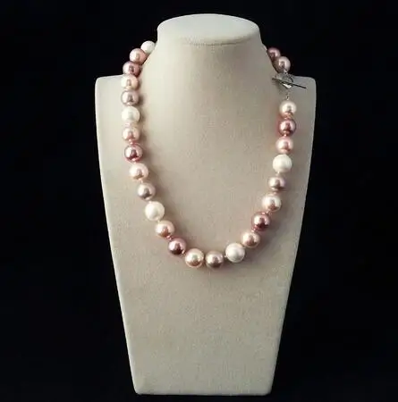 

new style 12mm mix color south sea shell pearl fashion necklace 18"