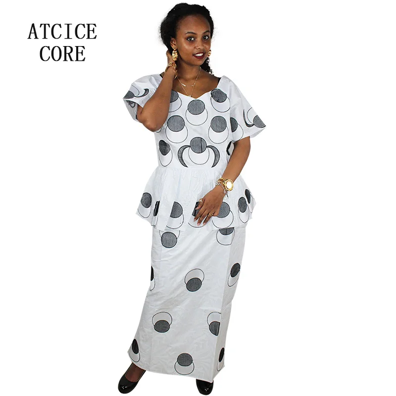 Африканское платье для женщин Базен riche вышивка дизайн короткое белый цвет