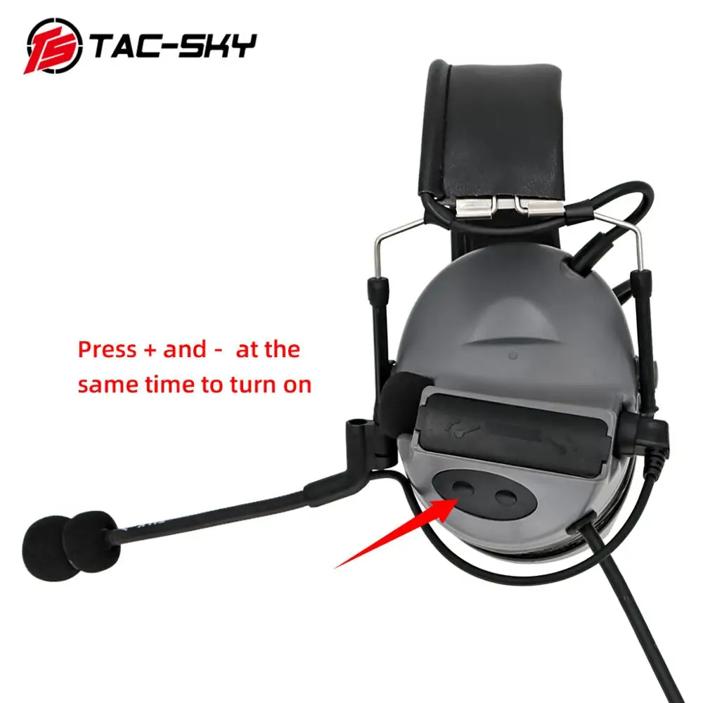 TAC-SKY tactical noise reduction shooting headset COMTAC II headset + tactical PTT U94 PTT+ARC helmet track comtac bracket  GRAY