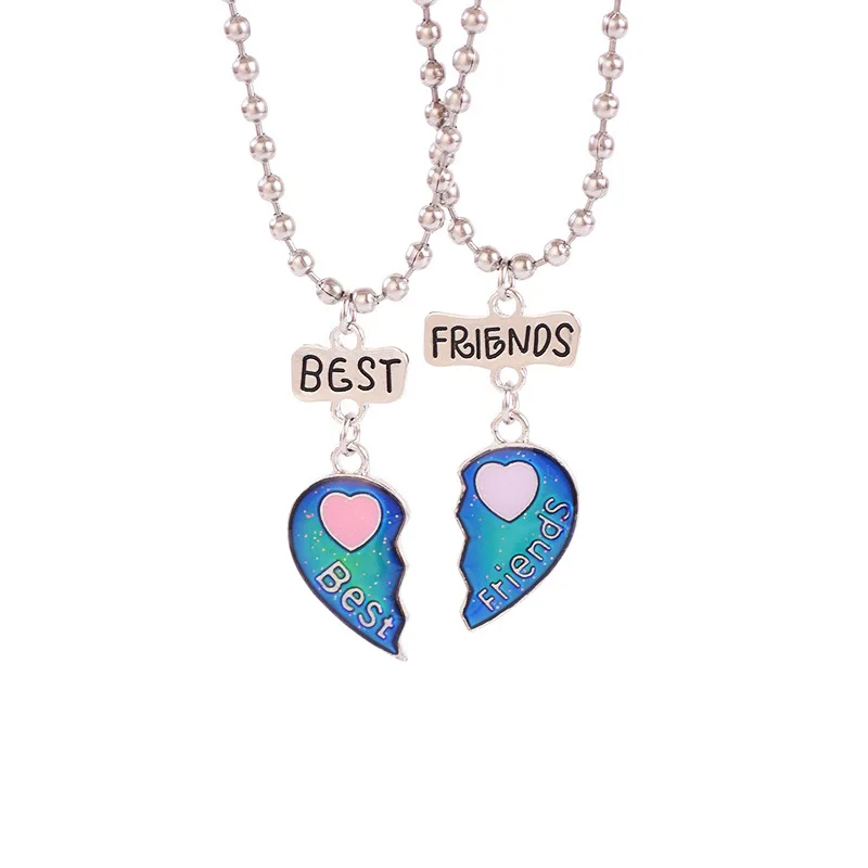 

Mood BFF Heart Pendant Necklace Temperature Control Color Change Best Friend Heart Necklace Women Jewelry Girl Gift dropshopping