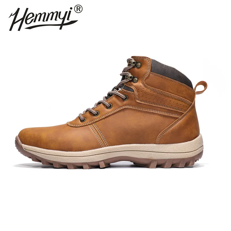 Light brown Hemmyi мужские походные ботинки, кроссовки, мужская водонепроницаемая обувь, тактические военные ботинки, мужская обувь, Нескользящие ботинки для альпинизма - Цвет: Light brown