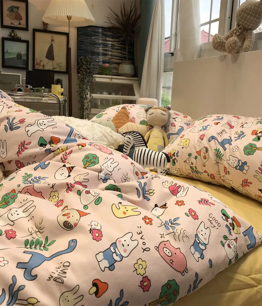 

Cartoon cute bedding set kid teen,colorful single double cotton twin full queen home textile bed sheet pillow case quilt cover