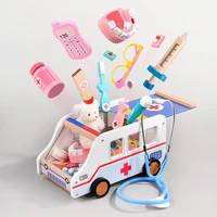 doctor kits for children wooden toys pretend play dentisit set simulation stethoscope medical nurse games medical toys for girls