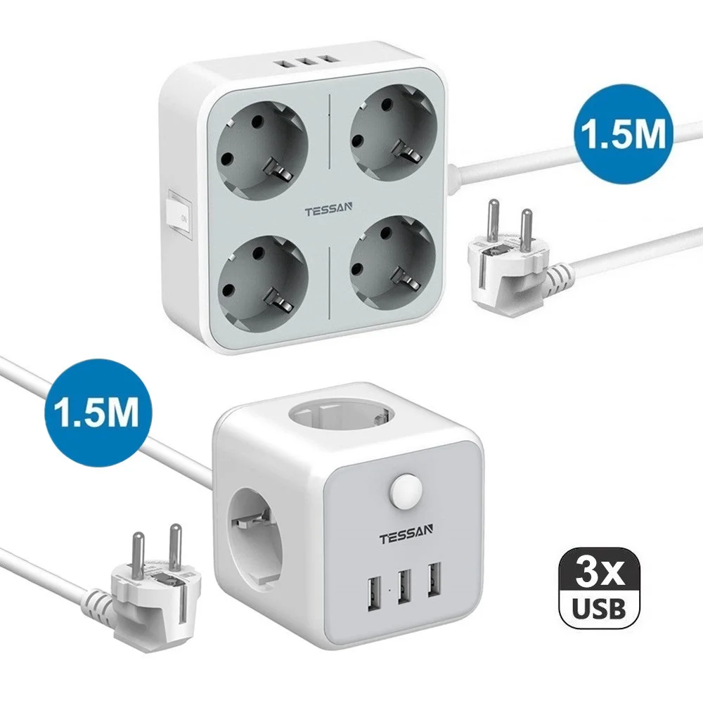 Сетевой фильтр с проводом 1 5 м/5 футов 3 USB порта|Вилки розеткой| |