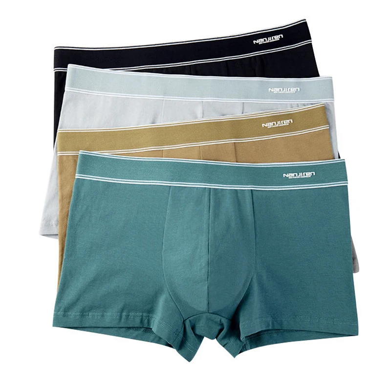 

4pcs Men's Panties Sexy Shorts Cotton Underwear Male Breathable Boxers Solid Boxershorts Brand Underpants