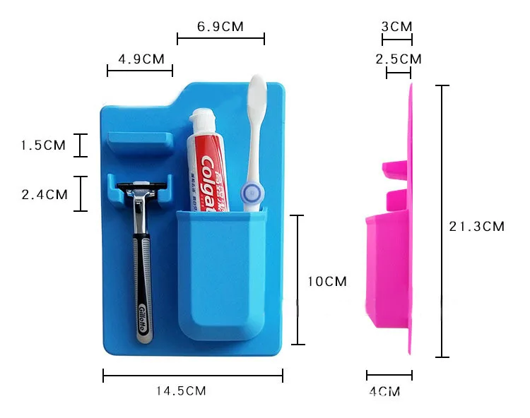 

Silicone Bathroom Organizer Razor Toothbrush Waterproof Toothbrush Holder Toothpaste Shelf Wall-Mounted Toiletry Organizer